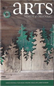 Arts North of Ordinary Annual Cover winner: Original Mixed media artwork using recycled computer boards and reclaimed wood by Leslie Leong, Canadian artist, Whitehorse, Yukon.