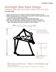 Bike rack design combining the Northlight logo and natural motif of a grizzly bear mother and two cubs with a mountain backdrop